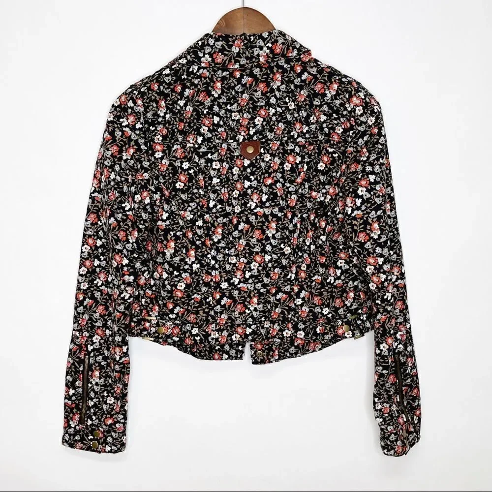 Anthropologie Hei Hei Tinsley Floral Crop Moto Jacket Size 4